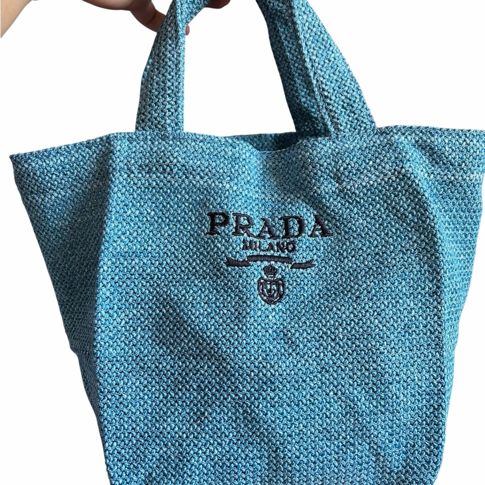 Prada Mini Raffia Tote Bag – Light Blue – GWP (Gift With Purchase) - Picture 5 of 12